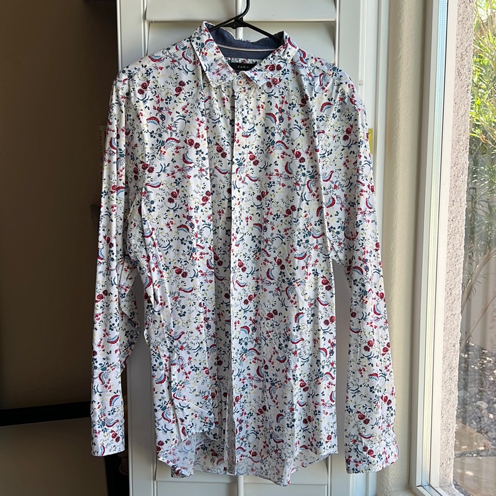 ZARA patterned button down dress shirt. Slim fit XXL.